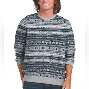 💙🔹️NAADAM 🔹️ Cement Wool And Cashmere Fair Isle  Patterned Crewneck Sweater